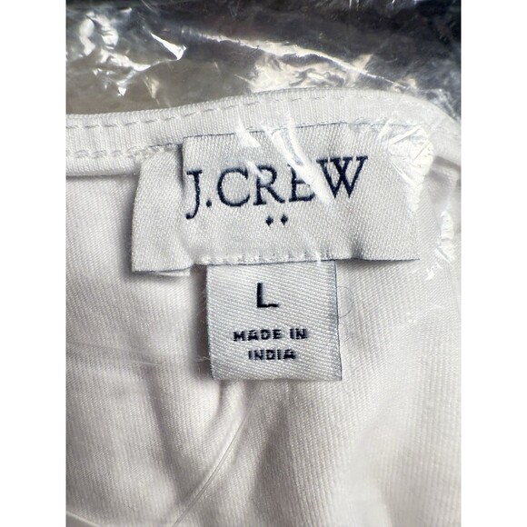 🤍 New J.Crew Square neck Cap-Sleeve Top –White Stretch Cotton – $45.00 NWT Sz L - Picture 6 of 7